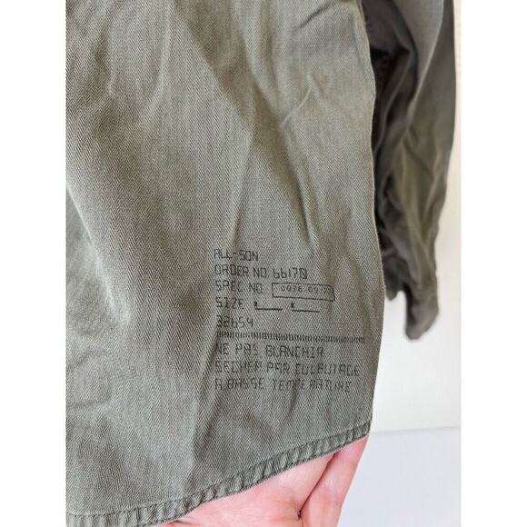 ALL-SON Brand Mens Shirt Size Large Button Long Sleeve Pockets Green Cotton - Picture 4 of 4